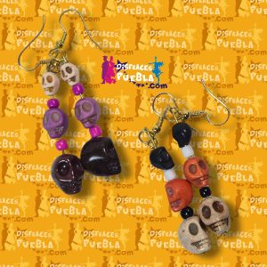 Aretes Cráneo 3 Piedras Diferentes