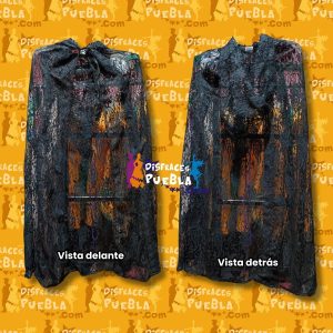 Capa Bruja Encaje Negra Largo 110 - 140