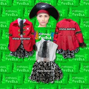 Pirata Gala con Falda y Sombrero Talla 4 y 10